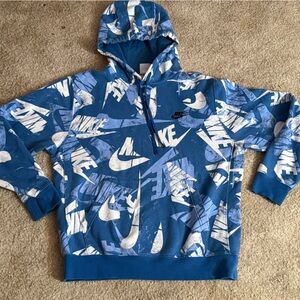 Nike Blue and White Logo Hoodie